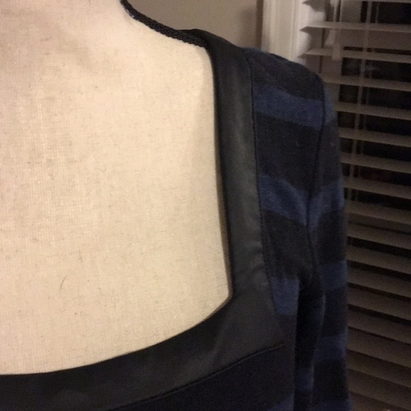 Ah-mazing blue & blk stripe with vegan leather drs - Picture 2 of 6